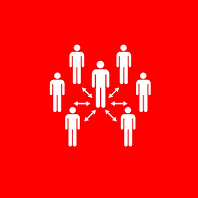 Human illustrations on red background